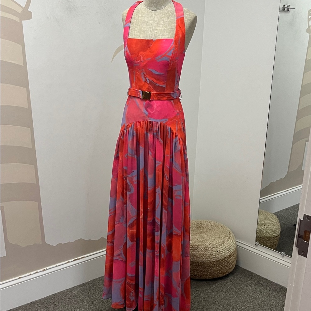 Hutch halter dress with drop waist